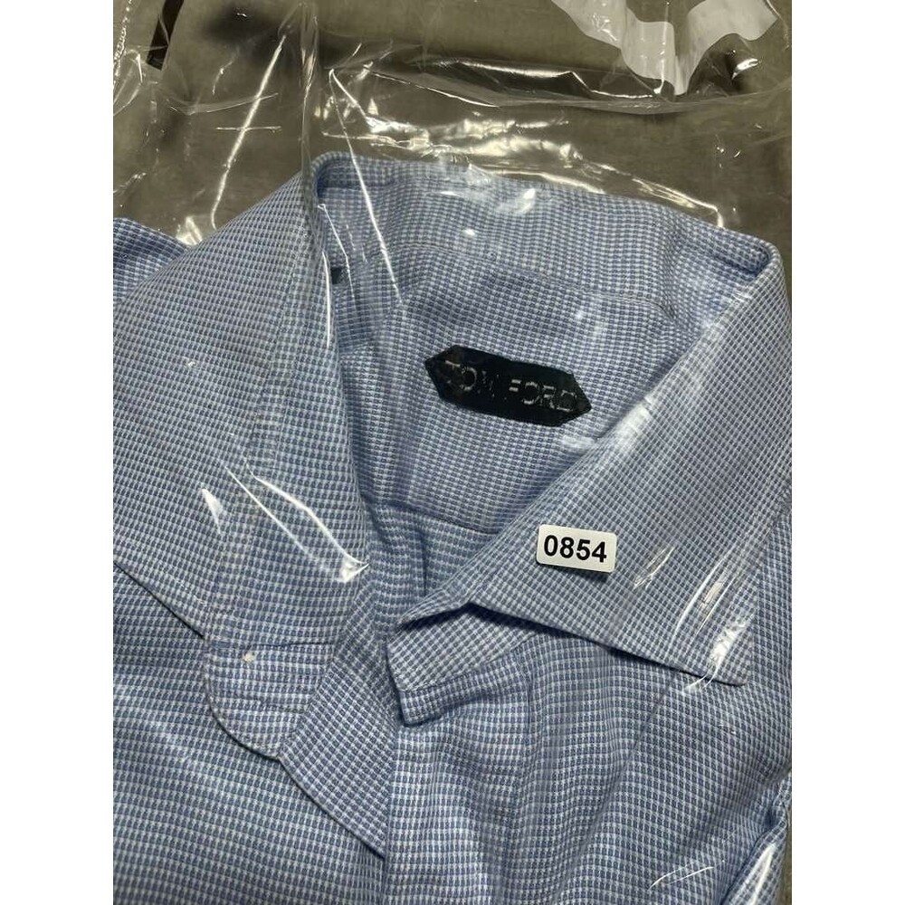 Tom Ford Button Down Shirt Men Size 46/18 XXL Blue Cotton Long Sleeve Dress Top - Picture 11 of 11
